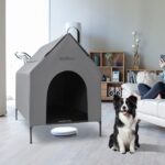 36" Large Dog House for Large Dog Indoor or Outside, Weatherproof 600D PVC Outdoor, Featuring Breathable 2x1 Textilene Elevated Dog Bed, Easy Clean（Grey） - Image 7