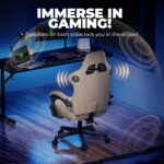 GTPLAYER ACE-PRO Music Gaming Chairs – Built-in Speakers, App Support & Bluetooth Control, Footrest & Pocket, Gamer Chair for Adults, Ivory - Image 5