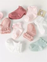 DRESHOW BQUBO Baby Girls Toddler Anti Slip Socks - Cute Frilly Ruffle Grip Ankle Socks for Infant Toddler - Image 3