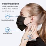 LEMENT 100 Pcs Disposable Face Masks, 3 Ply Face Masks Black Disposable Mask, (Disposable face mask) - Image 4