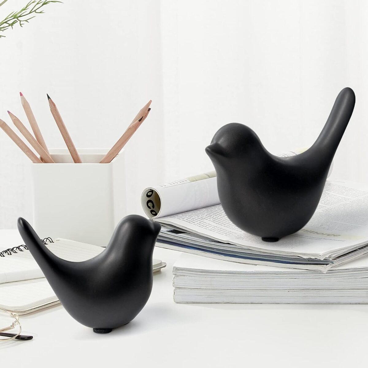 Notakia Small Birds Statues Home Decor Modern Style Decorative Ornaments for Living Room, Bedroom, Office Desktop, Cabinets (Black 2Pcs Birds) - Image 6