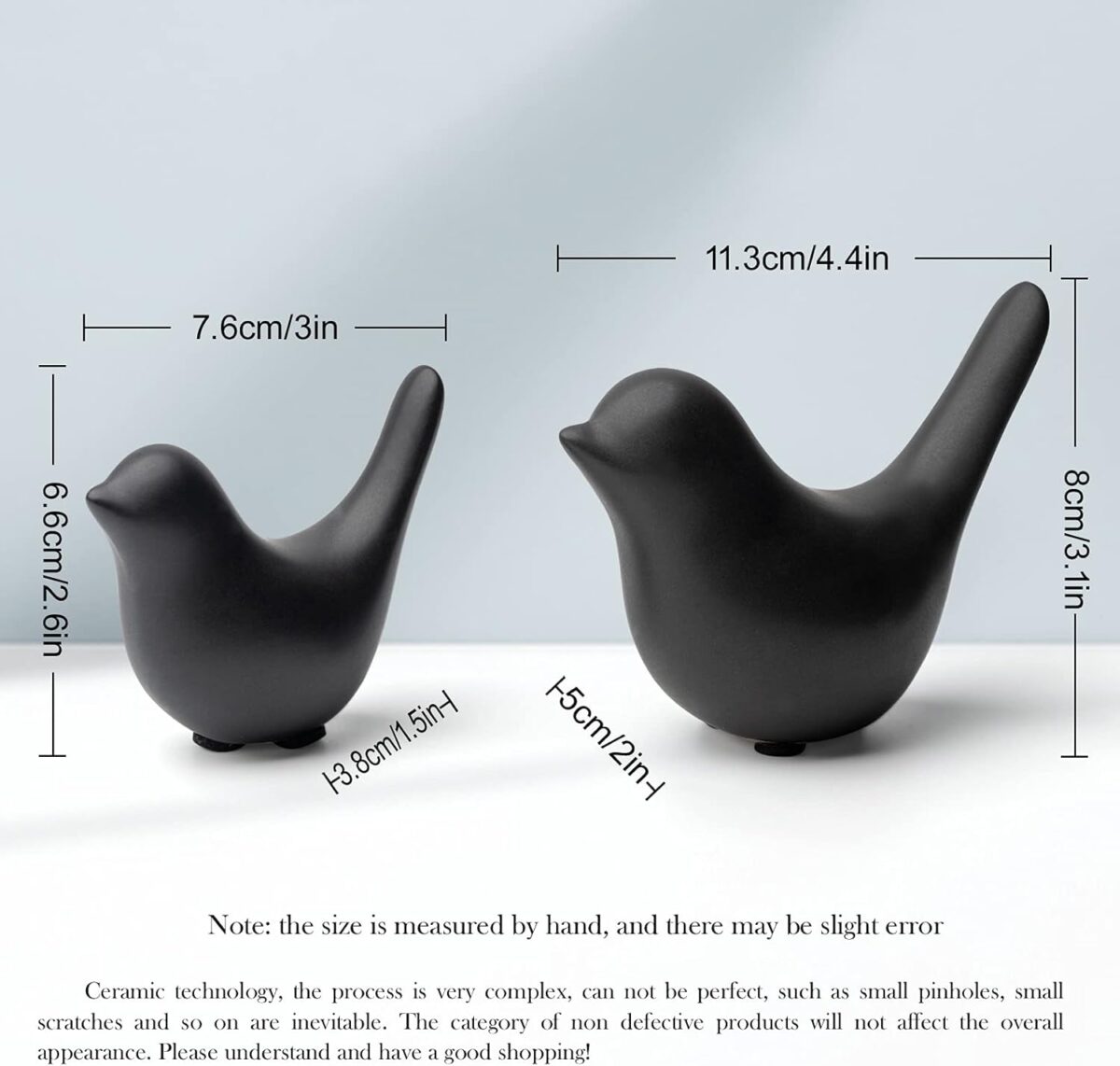 Notakia Small Birds Statues Home Decor Modern Style Decorative Ornaments for Living Room, Bedroom, Office Desktop, Cabinets (Black 2Pcs Birds) - Image 7