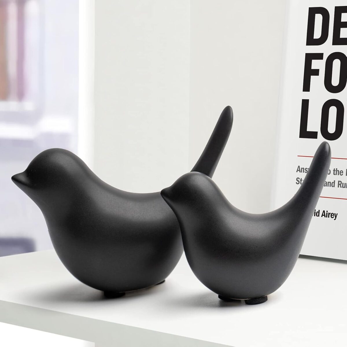 Notakia Small Birds Statues Home Decor Modern Style Decorative Ornaments for Living Room, Bedroom, Office Desktop, Cabinets (Black 2Pcs Birds) - Image 9