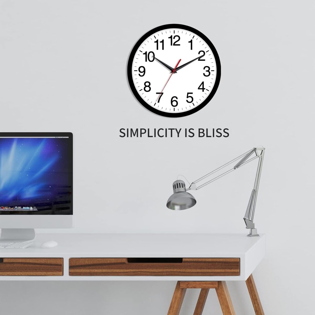 Wall Clock Modern 8 Inch Battery Operated Silent Non Ticking Small Analog Clock for Living Room Office Home Bedroom Kitchen Bathroom(Black) - Image 7