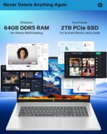 HP Business Touchscreen Laptop 17 inch, Intel Ultra 7 255U, Intel AI Boost (12 NPU TOPS), 64 GB DDR5, 2 TB SSD, 17.3" HD+ Touchscreen, Backlit Keyboard, Wi-Fi 6, Copilot, Windows 11 Pro, w/Accessories - Image 7