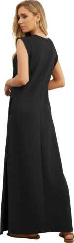 GRECERELLE 2025 Women Year-Round Casual Round Neck Loose Split Wrinkle-Free Long Maxi Vacation Dress with Pockets (XS-3XL) - Image 6