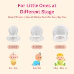 NatureBond Baby Food Feeder/Fruit Feeder Pacifier Nibbler (2 Pack) - Infant Teething Toy Teether Weaning in Appetizing Colors | + Additional Silicone Sacs - Image 4