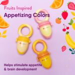 NatureBond Baby Food Feeder/Fruit Feeder Pacifier Nibbler (2 Pack) - Infant Teething Toy Teether Weaning in Appetizing Colors | + Additional Silicone Sacs - Image 7