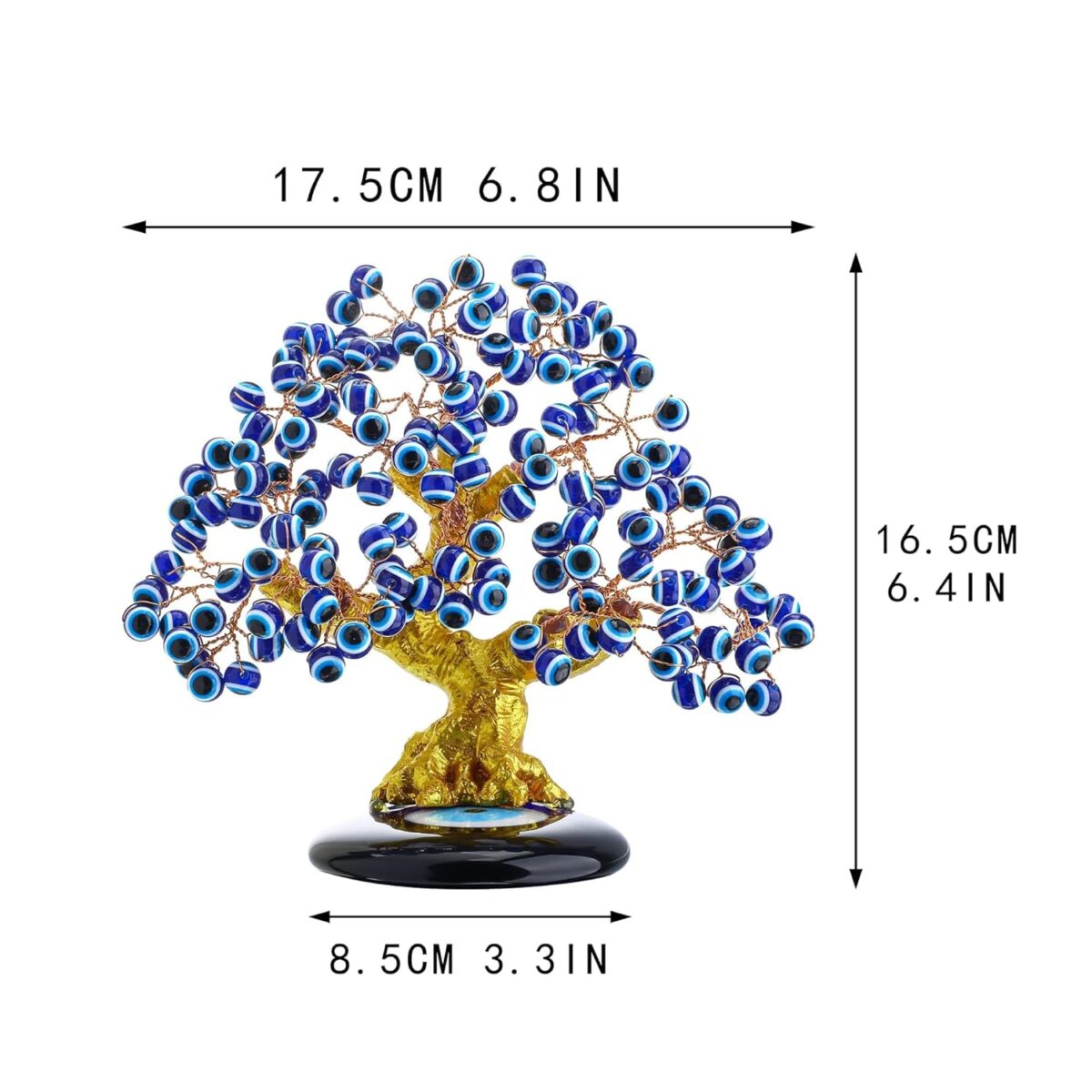 YU FENG 6.8inch Turkish Nazar Blue Evil Eye Tree, Evil Eye Coaster Tree for Protection Good Luck Prosperity Gift Showpiece for Home Table Office Decor - Image 3