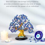 YU FENG 6.8inch Turkish Nazar Blue Evil Eye Tree, Evil Eye Coaster Tree for Protection Good Luck Prosperity Gift Showpiece for Home Table Office Decor - Image 5