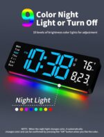 MASHI Digital Wall Clock, 16" Large Display Digital Clock with Remote Control, Auto-Dimming Wall Clock with Night Light, DST, Date Week,Temp for Living Room, Bedroom, Decor, Gift for Elderly - Image 4