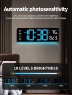 MASHI Digital Wall Clock, 16" Large Display Digital Clock with Remote Control, Auto-Dimming Wall Clock with Night Light, DST, Date Week,Temp for Living Room, Bedroom, Decor, Gift for Elderly - Image 5