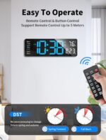 MASHI Digital Wall Clock, 16" Large Display Digital Clock with Remote Control, Auto-Dimming Wall Clock with Night Light, DST, Date Week,Temp for Living Room, Bedroom, Decor, Gift for Elderly - Image 6