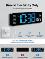 MASHI Digital Wall Clock, 16" Large Display Digital Clock with Remote Control, Auto-Dimming Wall Clock with Night Light, DST, Date Week,Temp for Living Room, Bedroom, Decor, Gift for Elderly - Image 7