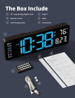 MASHI Digital Wall Clock, 16" Large Display Digital Clock with Remote Control, Auto-Dimming Wall Clock with Night Light, DST, Date Week,Temp for Living Room, Bedroom, Decor, Gift for Elderly - Image 8