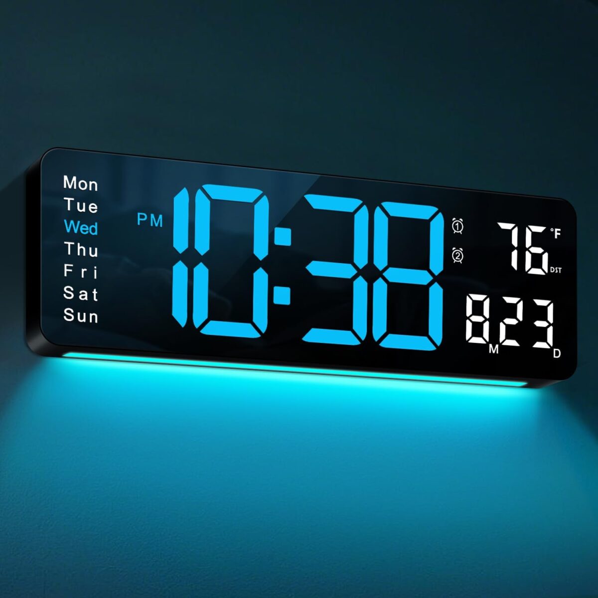 MASHI Digital Wall Clock, 16" Large Display Digital Clock with Remote Control, Auto-Dimming Wall Clock with Night Light, DST, Date Week,Temp for Living Room, Bedroom, Decor, Gift for Elderly - Image 9