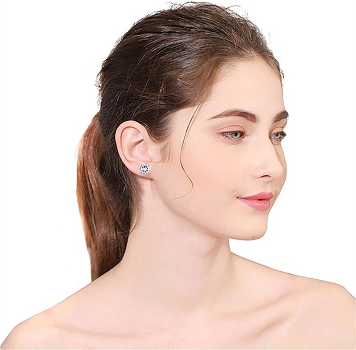 925 Sterling Silver Diamond Stud Earrings for Women Geometric Cubic Zirconia Jewelry Sparkling Jewelry for Brides - Image 4
