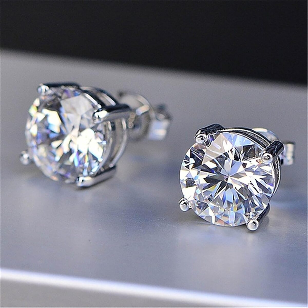 925 Sterling Silver Diamond Stud Earrings for Women Geometric Cubic Zirconia Jewelry Sparkling Jewelry for Brides - Image 6