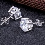 925 Sterling Silver Diamond Stud Earrings for Women Geometric Cubic Zirconia Jewelry Sparkling Jewelry for Brides - Image 7