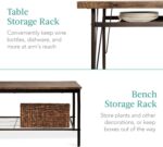 Best Choice Products 6-Piece 55in Modern Dining Set for Home, Kitchen, Dining Room w/Storage Racks, Rectangular Table, Bench, 4 Chairs, Steel Frame - Brown - Image 4