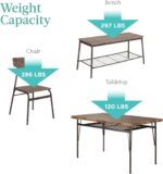 Best Choice Products 6-Piece 55in Modern Dining Set for Home, Kitchen, Dining Room w/Storage Racks, Rectangular Table, Bench, 4 Chairs, Steel Frame - Brown - Image 6