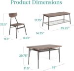 Best Choice Products 6-Piece 55in Modern Dining Set for Home, Kitchen, Dining Room w/Storage Racks, Rectangular Table, Bench, 4 Chairs, Steel Frame - Brown - Image 8