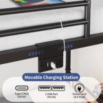 Metal LED Bunk Bed Twin Over Twin with 2 Storage Drawers, USB Charging Station, Industrial Bunkbeds Heavy Duty Bed with Safety Guardrail and Ladder, No Box Spring Needed, Vintage Brown - Image 7