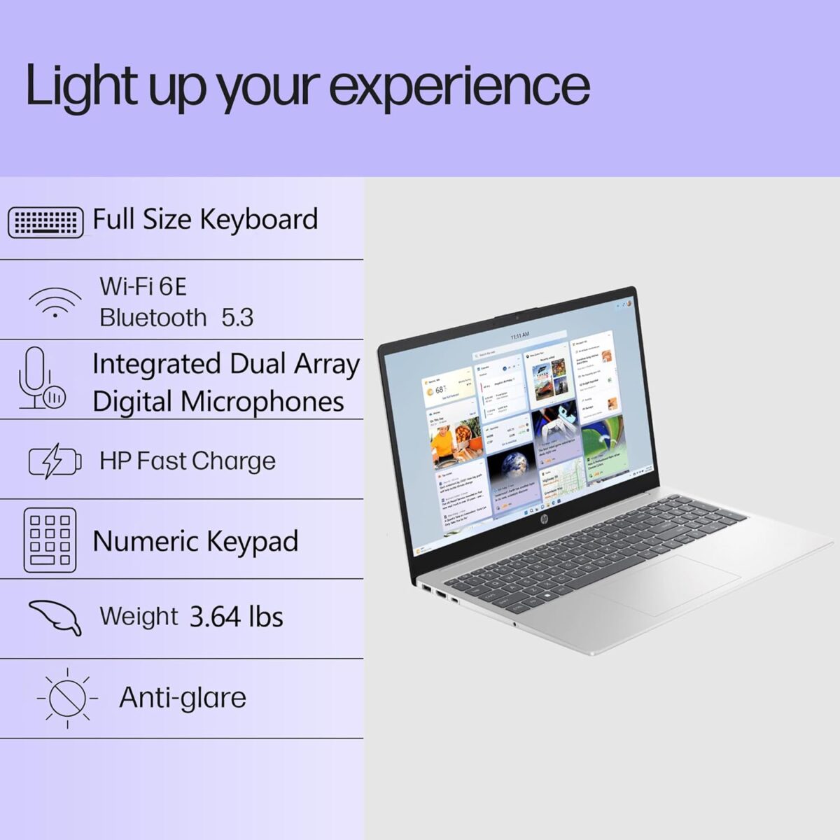 HP 15.6" FHD Laptop Computer for Home Business Student, Intel Processor (Beat i3-1115G4), 32GB DDR4 RAM, 1TB PCIe SSD, WiFi 6E, Bluetooth 5.3, Type-C, Webcam, Numeric Keypad, Silver, Windows 11 Pro - Image 4
