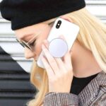 Magnetic Phone Handle Compatible with Phones, Foldable Phone Grip Stand for Smart Phones, Tablet Computers and Mobile Phone Accessories - Transparent Glitter Resin Pure White - Image 5