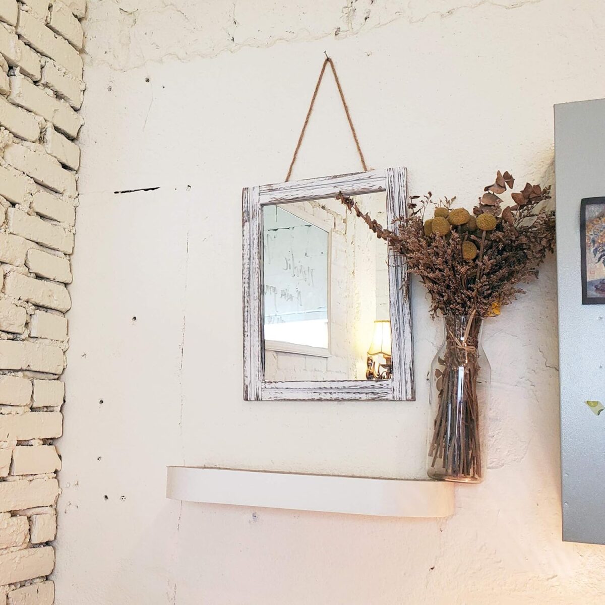 AAZZKANG Wall Mirror with Wood Framed Rustic Mirrors for Wall Rectangle Decorative for Bedroom Bathroom Living Room Entryway Farmhouse Hanging Small - Image 5