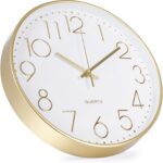 Wall Clock 12 Inch Non-Ticking Silent Modern Simple Style Round Decor Clock Gold Stereoscopic Dial Quartz Wall Clocks for Home/Office/School/Living Room/Bedroom/Kitchen - Image 3