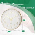 Wall Clock 12 Inch Non-Ticking Silent Modern Simple Style Round Decor Clock Gold Stereoscopic Dial Quartz Wall Clocks for Home/Office/School/Living Room/Bedroom/Kitchen - Image 4
