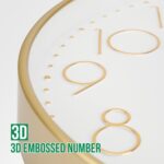 Wall Clock 12 Inch Non-Ticking Silent Modern Simple Style Round Decor Clock Gold Stereoscopic Dial Quartz Wall Clocks for Home/Office/School/Living Room/Bedroom/Kitchen - Image 7
