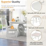 Merax Round Dining Table Set for 4, Extendable Kitchen Table Set with 4 Upholstered Chairs, Farmhouse Table and Chairs Set for Kitchen, Dining Room, Small Space, Antique White - Image 8