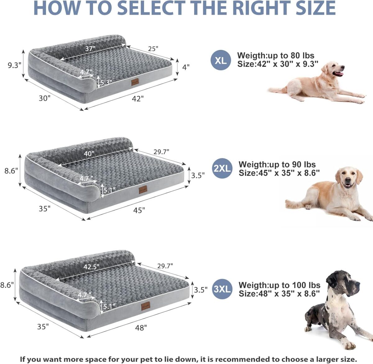BFPETHOME Orthopedic Dog Beds for Large Dogs-Waterproof Sofa Dog Bed with Removable Washable Cover, Big Pet Bed with Waterproof Lining and Nonskid Bottom,Pet Bed for Large Dogs - Image 5