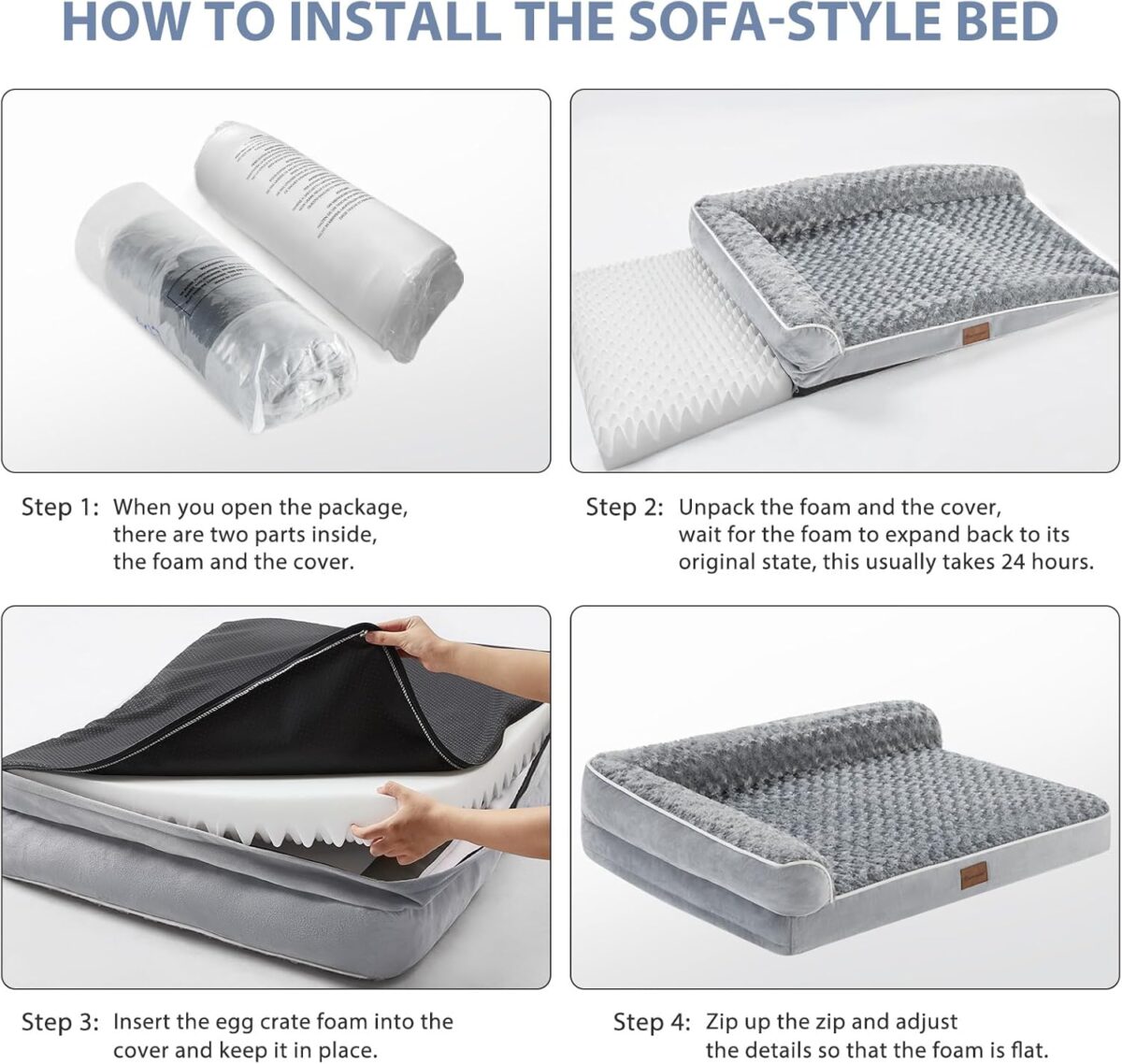 BFPETHOME Orthopedic Dog Beds for Large Dogs-Waterproof Sofa Dog Bed with Removable Washable Cover, Big Pet Bed with Waterproof Lining and Nonskid Bottom,Pet Bed for Large Dogs - Image 6