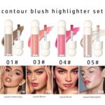 MEICOLY Soft Pinch Liquid Blush & Dewy Cheek Tint, Matte Finish Liquid Contour, Highlight Bronzer Stick Set - Pearl White Highlighter + Rose Pink Blush + Contour - Image 6