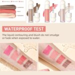 MEICOLY Soft Pinch Liquid Blush & Dewy Cheek Tint, Matte Finish Liquid Contour, Highlight Bronzer Stick Set - Pearl White Highlighter + Rose Pink Blush + Contour - Image 8