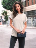AUTOMET Women Textured Shirts Fall Sweaters Loose Fit Short Sleeve Tunic Tops 2025 Dressy Casual Business Blouses - Image 3
