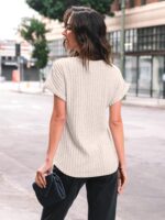 AUTOMET Women Textured Shirts Fall Sweaters Loose Fit Short Sleeve Tunic Tops 2025 Dressy Casual Business Blouses - Image 5