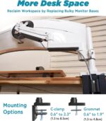 Heavy Duty Monitor Arm for Ultrawide Monitors up to 57" and 44 lbs, Single Desk Stand, Pneumatic Height Adjustable, Modular Extension Arms - Max VESA 100x100, White, MA20PW-S - Image 5