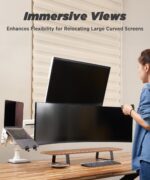Heavy Duty Monitor Arm for Ultrawide Monitors up to 57" and 44 lbs, Single Desk Stand, Pneumatic Height Adjustable, Modular Extension Arms - Max VESA 100x100, White, MA20PW-S - Image 6