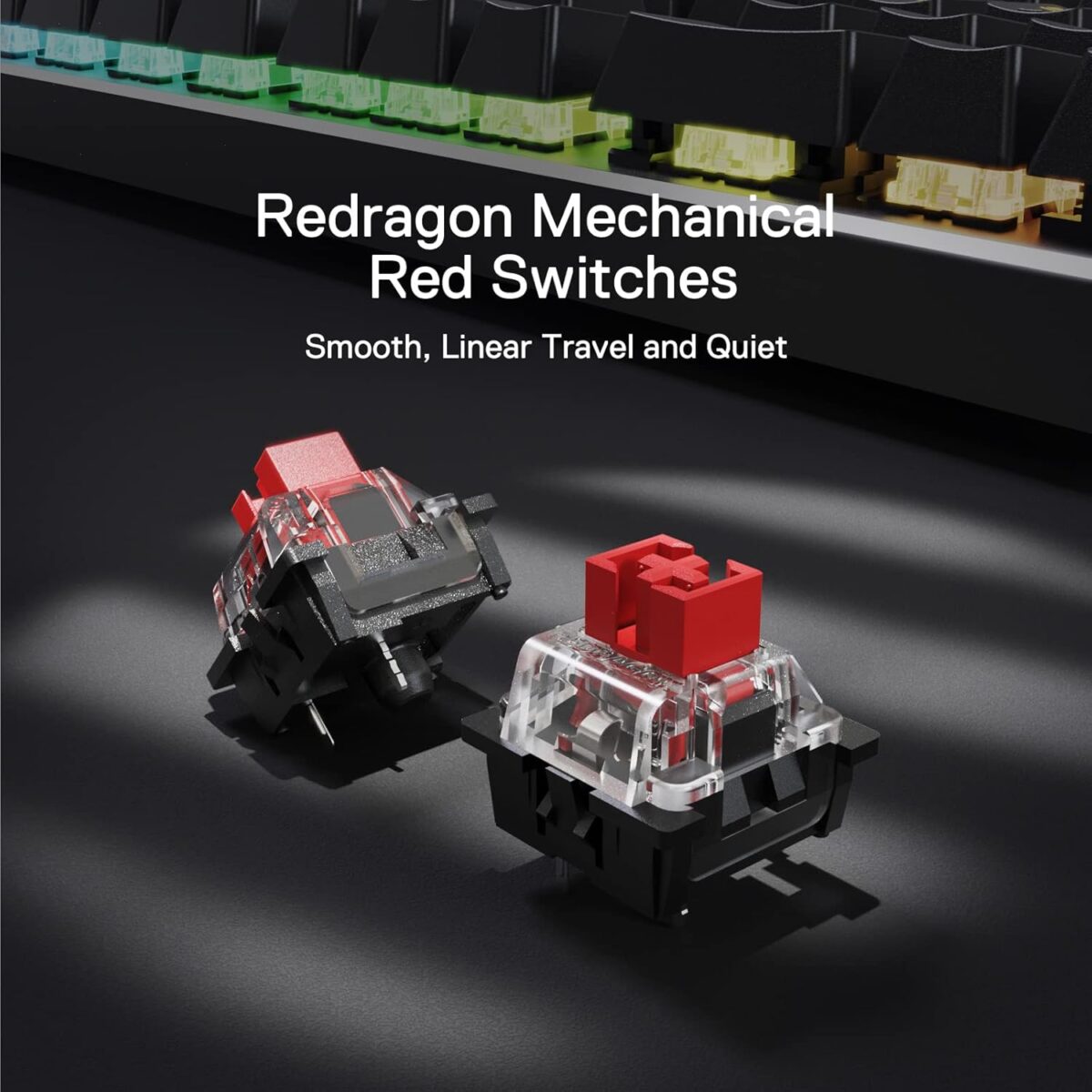 Redragon K556 PRO Upgraded Wireless RGB Gaming Keyboard, BT/2.4Ghz Tri-Mode Aluminum Mechanical Keyboard w/No-Lag Connection, Hot-Swap Linear Quiet Red Switch - Image 6