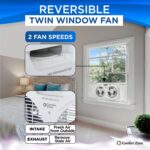 Comfort Zone Twin Window Fan with Reversible Airflow Control, 9 inch, Auto-Locking Expanders, 2 Speed Fan, Dual Fan, Exhaust, Airflow 9.84 ft/sec, Ideal for Home, Kitchen, Bedroom & Office, CZ319WT - Image 5