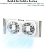 Comfort Zone Twin Window Fan with Reversible Airflow Control, 9 inch, Auto-Locking Expanders, 2 Speed Fan, Dual Fan, Exhaust, Airflow 9.84 ft/sec, Ideal for Home, Kitchen, Bedroom & Office, CZ319WT - Image 9