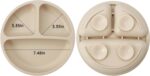 PandaEar Silicone Baby Feeding Set| 2 Pack Silicone Divided Suction Plate and 2 Pack Tiny Cup with 2 Spoons 2 Forks| Baby Led Weaning Supplies Self Feeding Eating Utensils (Light Tan/Walnut) - Image 4