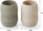 PandaEar Silicone Baby Feeding Set| 2 Pack Silicone Divided Suction Plate and 2 Pack Tiny Cup with 2 Spoons 2 Forks| Baby Led Weaning Supplies Self Feeding Eating Utensils (Light Tan/Walnut) - Image 7