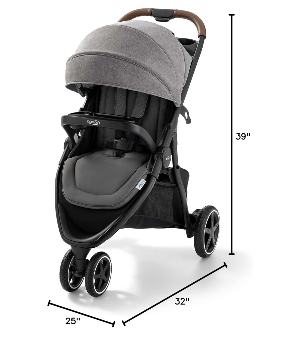Graco Outpace LX All-Terrain 3-Wheel Baby Stroller, Cohen €” Compatible for Travel System, Easy One-Hand Fold, in-Seat Suspension for Comfortable Ride, Never-Flat Rubber Tires - Image 8