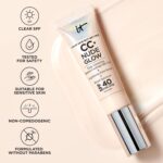 IT Cosmetics CC+ Nude Glow - Medium Coverage Foundation with SPF 40 & Brightening Glow Serum, Lightweight Skin Tint, 2% Niacinamide + Hyaluronic Acid, Up to 24H Hydration, Normal/Dry Skin - 1.08 fl oz - Image 9
