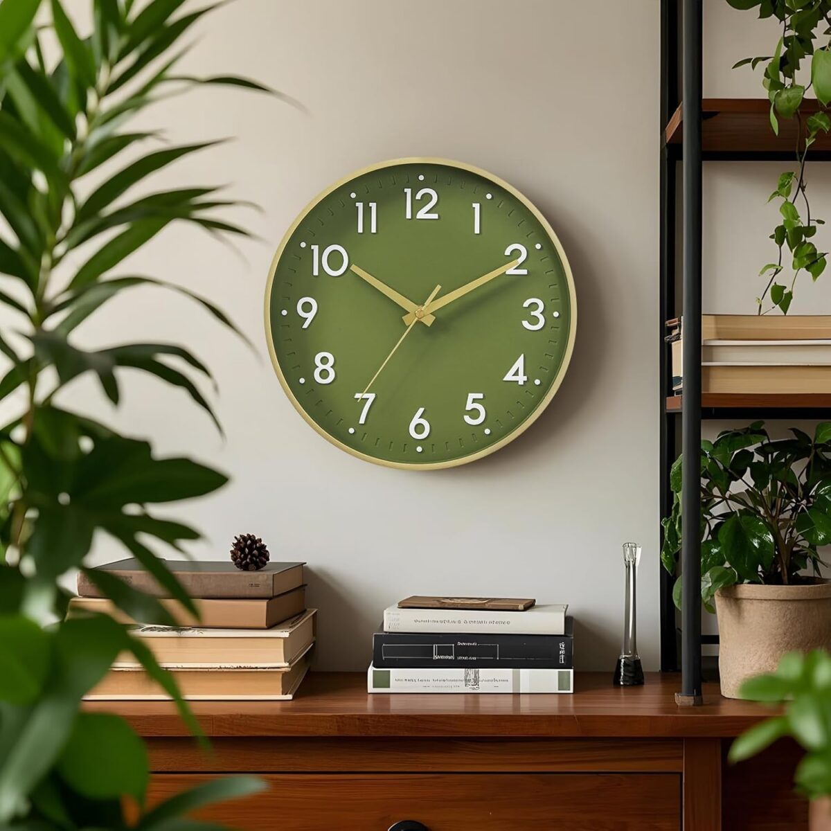 Mosewa Wall Clock 8 Inch, Battery Operated Silent Non-Ticking Modern Analog Clock Decorative for Kitchen, Bedroom, Office, Living Room(Gold) - Image 3